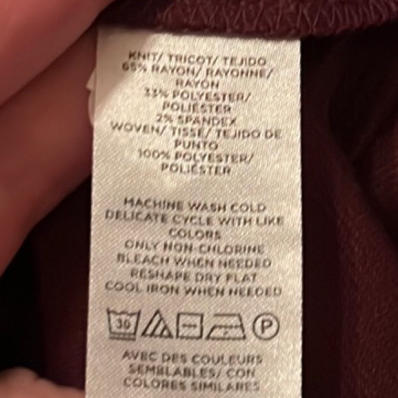 Loft Shimmer Dotted Ruffle Yoke Mixed Media Top in Crushed Blackberry, Size Med - Picture 14 of 17